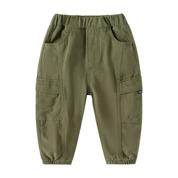 Otqutp Kids Casual Trousers Toddler Boys' Solid Color Mid Rise Elastic Waistband Leggings Work Pants with Pockets Everyday Casual Pants