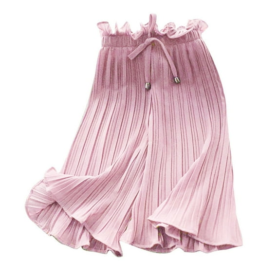 Otqutp Kids Casual Trousers Toddler Girls Spring Autumn Kid Baby Girls Solid Ruffle Casual Long Pants Trousers for 3 to 12 Years