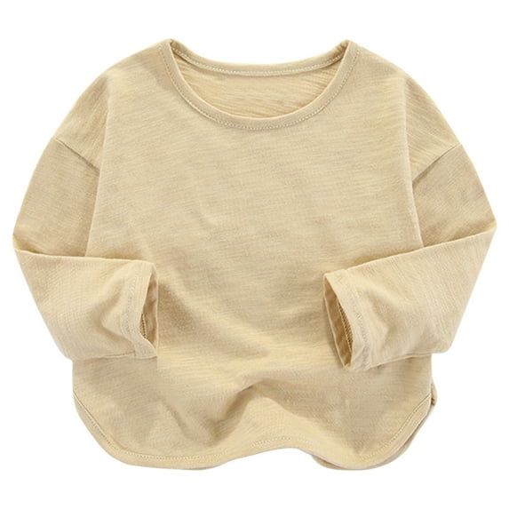 Otqutp Kids Christmas Blouse Kids Sweatshirts Soft Cotton Warm Round Neck Long Sleeve Solid Color Love Top Round Neck for Boys Girls