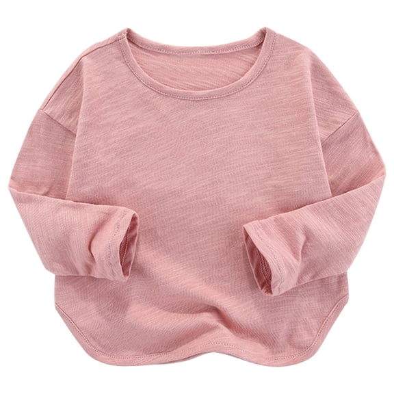 Otqutp Kids Christmas Blouse Kids Sweatshirts Soft Cotton Warm Round Neck Long Sleeve Solid Color Love Top Round Neck for Boys Girls