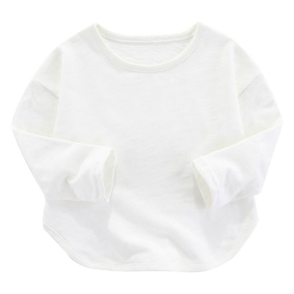 Otqutp Kids Christmas Blouse Kids Sweatshirts Soft Cotton Warm Round Neck Long Sleeve Solid Color Love Top Round Neck for Boys Girls