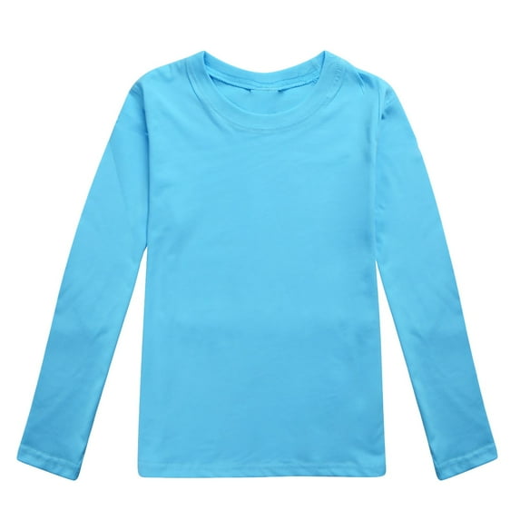 Otqutp Kids Christmas Tops Children's Cute Undershirt Long Sleeve T Shirt Boys' T Shirt Cotton Top Girls' Round Neck Autumn Winter Bottoming Shirt(c-Blue,10-11 Years)