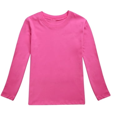 Otqutp Kids Christmas Tops Children's Cute Undershirt Long Sleeve T Shirt Boys' T Shirt Cotton Top Girls' Round Neck Autumn Winter Bottoming Shirt(c-Hot Pink,6-7 Years)