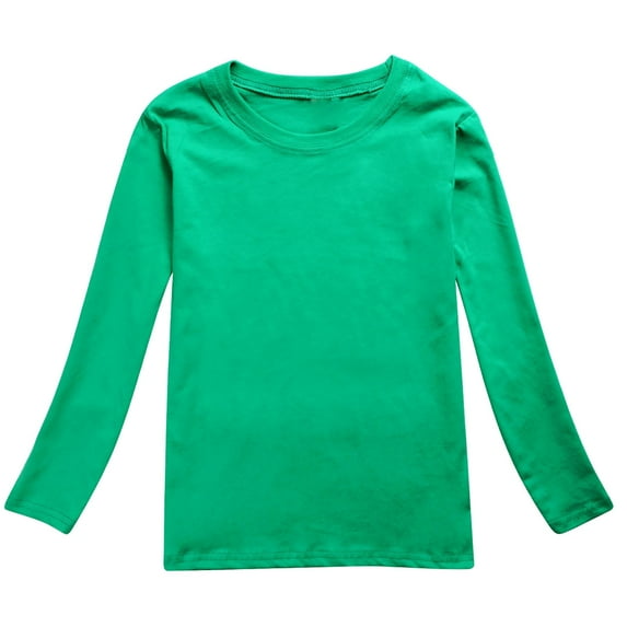 Otqutp Children's Winter Baselayer Warm Undershirt Autumn and Winter Clothes for Boys and Girls Long Sleeve T Shirt with Underwear Tops 1-14 Years(Green,5-6 Years)