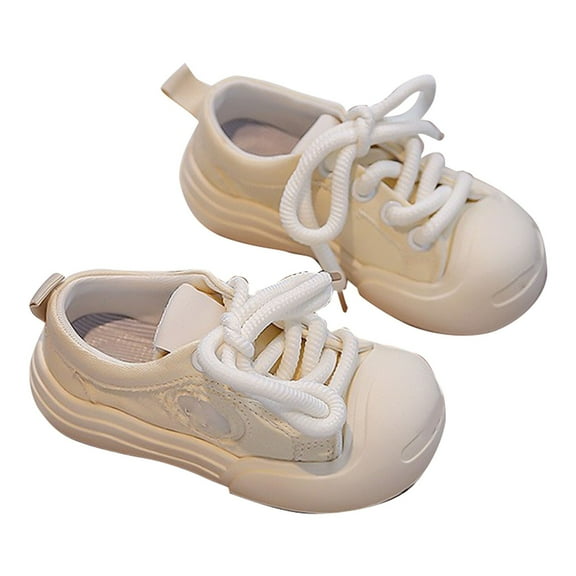 Otqutp Kids Comfortable Sneakers Boys Girls Children's Sports Shoes Spring/Autumn Solid Flat Bottom Low Top Lace Up Casual Shoes