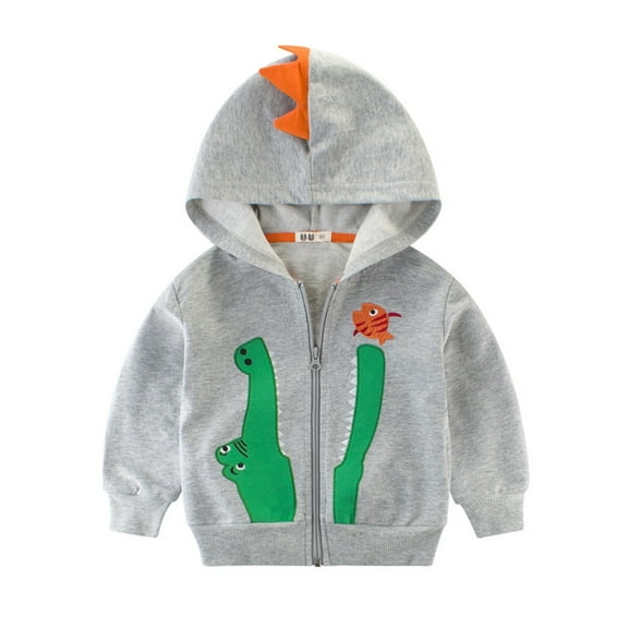Otqutp Kids Comfy Clothes Toddler Boys Jacket Cartoon Dinosaur Animal Zipper Packaway Spring Autumn Hoodies Coat for Kids 1 to 7 Years