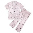 thumbnail image 1 of Otqutp Kids Cute Sleepwear Underwear Set Toddler Baby Girls Spring Summer Love Print Short Sleeve Button Down Shirt Long Pants Outfits Pajamas Clothes(Pink-d,7-8 Years), 1 of 9