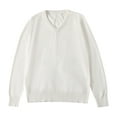 thumbnail image 1 of Otqutp Kids Snow Wear Windproof School Girls Boys V Neck Solid Color Sweater Cardigan Long Sleeve Knit Warm Top for 4 To 7 Years(White,10-12 Years), 1 of 4