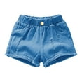thumbnail image 1 of Otqutp Kids Denim Shorts With Pocket Girls Solid Color High Elastic Waist Ripped Jeans, 1 of 9