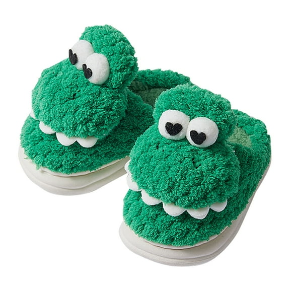 Otqutp Kids Dinosaur Slippers Boys Girls Soft Plush House Slippers Cute Animal Winter Comfy Warm Fuzzy Non-Slip Indoor Shoes