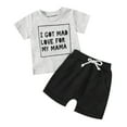thumbnail image 1 of Otqutp Kids Elastic Waist Outfits Set Toddler Baby Boys Spring Summer Print Letter Cotton Short Sleeve Tops Tshirt Shorts Outfits Set, 1 of 9