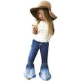 thumbnail image 1 of Otqutp Kids Elastic Waist Trousers Toddler Girls Trousers Patchwork Color Gradient Color Pants Denim Trousers Kids Girls Casual Pants Bell Bottoms Pants, 1 of 9