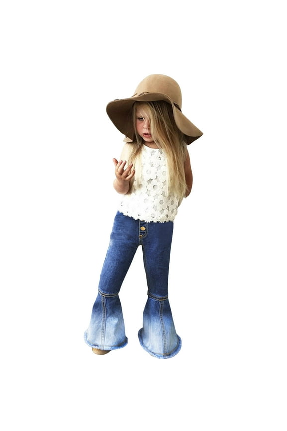 Children Summer Leggings Toddler Girls Trousers Patchwork Color Pants Denim 1 to 6 Years Kids Girls Casual Pants