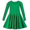 thumbnail image 1 of Otqutp Kids Fall Winter Outfits Toddler Girls Cotton Spring and Autumn Solid Color Long Sleeve Dress Casual A Line Dresses for 4-11 Years(Green,7-9 Years), 1 of 4