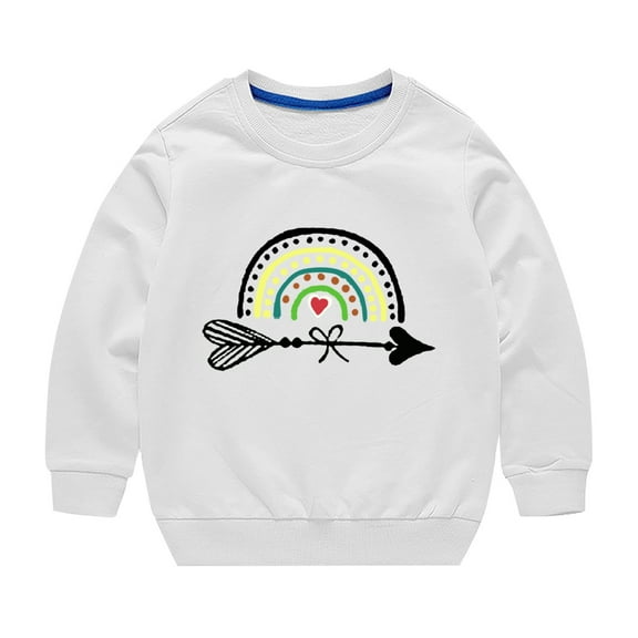 Otqutp Kids Fashion Blouse Toddler Boys Girls Sweater Autumn/Winter Rainbow Print Long Sleeve Round Neck Sweater Party Birthday School for 3 to 14 Years