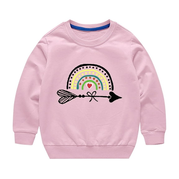 Otqutp Kids Fashion Blouse Toddler Boys Girls Sweater Autumn/Winter Rainbow Print Long Sleeve Round Neck Sweater Party Birthday School for 3 to 14 Years