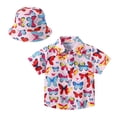 thumbnail image 1 of Otqutp Kids Fashion Clothes Summer New Girl Children Korean Version Of All Casual Short Sleeved Shirt + The Same Color Hat Children's Wear, 1 of 8