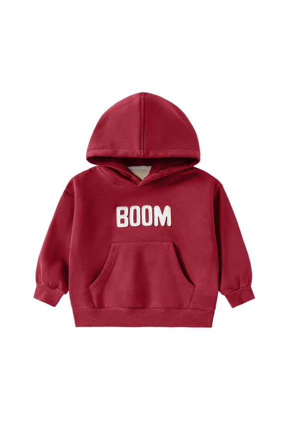 Kids Fashion Hoddie Boys Girls Long Sleeve Custom Sweatshirt Letter Design Hoodie Cotton Personalized Pullover Outwear(Red,9-10 Years)