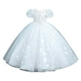 thumbnail image 1 of Otqutp Kids Fashion Sundress Flower Girl Dress Long Tulle Ruched Pageant Dress Sparkly A Line Gown Party Dresses Casual Winter Dresses(White,11-12 Years), 1 of 4