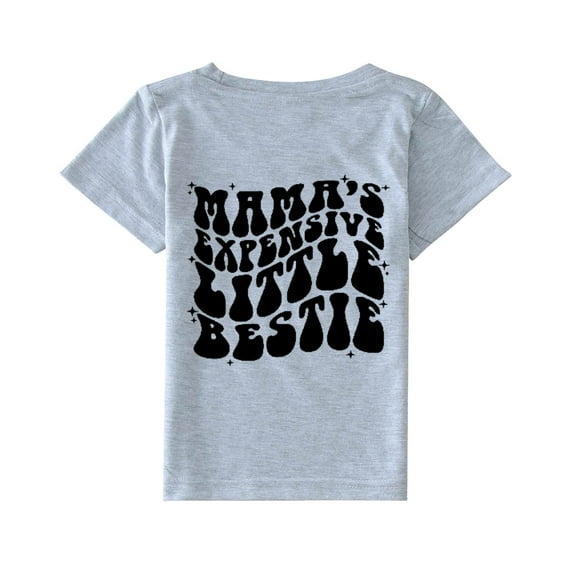 Otqutp Toddler Kids Baby Girls Mama's Expensive Little Short Sleeve Letter Print Shirt Mama's Funny T Shirt Trendy Fashion Shirt Tee Tops(1-Grey,4-5 Years)