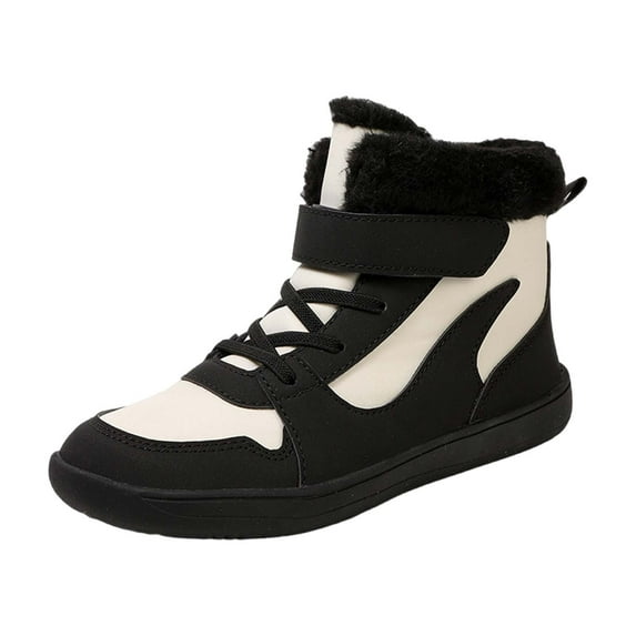 Otqutp Kids Faux Fuđť—ż High Top Sneakers Boys Girls Lightweight Cozy Barefoot Athletic Shoes Teens Thicken Warm Boxing Shoes