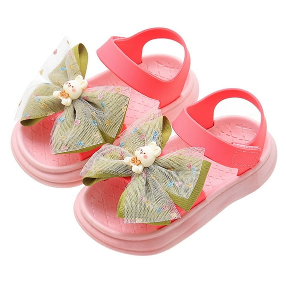 Otqutp Kids Flat Shoes 2-10 Years Fashion Spring Summer Toe Solid Color Bowknot Sandals Children Casual Shoes First Walking Non-Slip Shoes