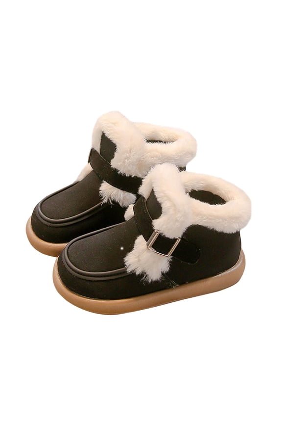 Kids Furry Warm Ankle Boots Boys Girls Winter Cozy Fleece Plush Fuzzy Faux Fu𝗿 Collar Platform Snow-proof Booties