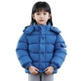 thumbnail image 1 of Otqutp Kids Fuzzy Hooded down Jackets Snap Buttons Zipper Puffer Coats Boys Girls Winter Windproof Warm Outwear with Pockets, 1 of 3