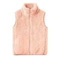thumbnail image 1 of Otqutp Kids Fuzzy Plush Vest Lightweight Sleeveless Sherpa Fleece Plush Waistcoat Girls Cute Faux Furry Outerwear Jacket, 1 of 6