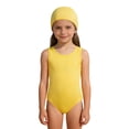 thumbnail image 1 of Otqutp Kids Girls 2 Piece Swimsuit Crew Neck Sleeveless Classic One Piece Swimwear and Solid Caps Summer Beach Training Bathing Suit, 1 of 4