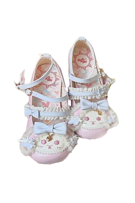 Kids Girls Ankle Boots Bow Lace Cute Cartoon Princess Shoes Summer Non-Slip Low Heel Mary Jane Shoes for Party