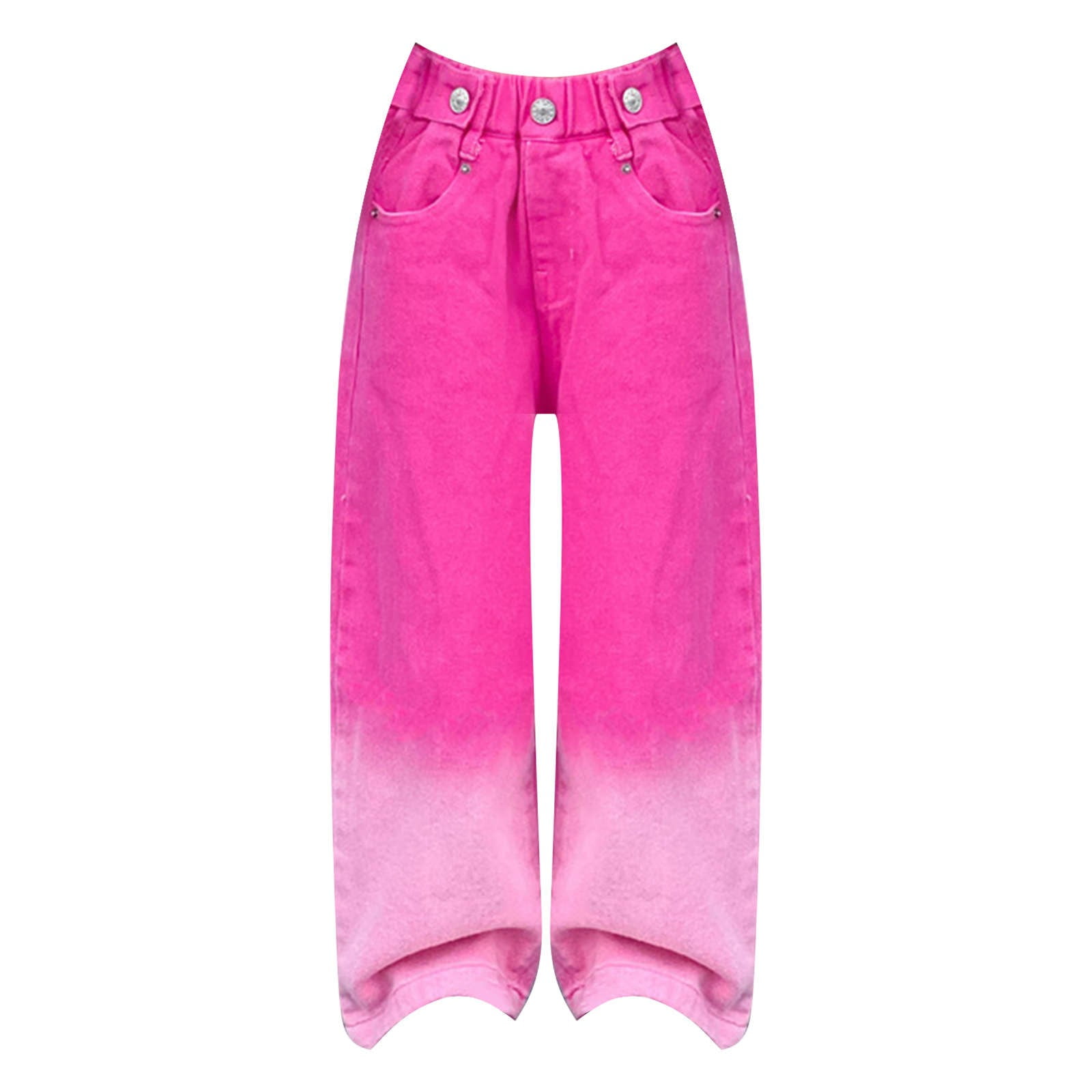 Otqutp Kids Girls' Baggy Jeans Candy Colors High Rise Elastic