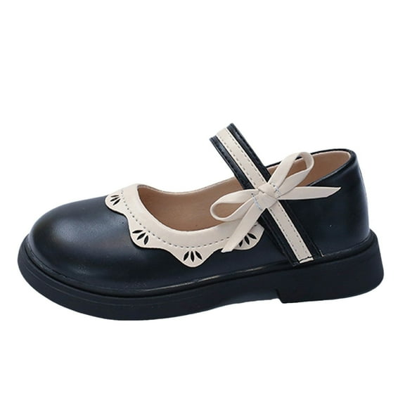 Otqutp Kids Girls Chunky Heel Mary Jane𝘀 Leather Dress Shoes for Little Girls Closed Toe Preppy Uniform School Dress Pumps