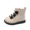 thumbnail image 1 of Otqutp Kids Girls Cozy Walking Ankle Boots 2024 Fashion Big Kids Winter Water Proof Flat Keep Warm Snow Boots Comfortable Shoes 1-6 Years(Beige,12-18 Months), 1 of 1