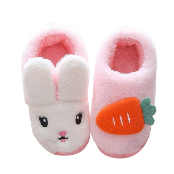 Otqutp Kids Girls Cute Bunny Slippers Fuzzy House Slides Winter Warm Non Slip Bedroom Shoes Indoor Furry Soft Cozy Slippers