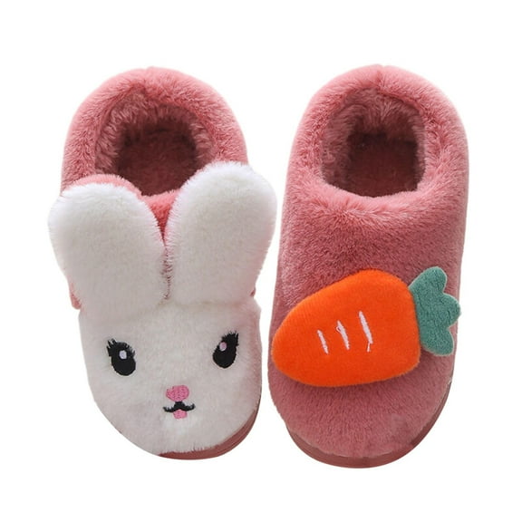 Otqutp Kids Girls Cute Bunny Slippers Fuzzy House Slides Winter Warm Non Slip Bedroom Shoes Indoor Furry Soft Cozy Slippers