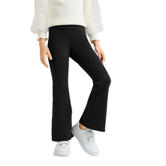 Otqutp Kids Girls Flare Leggings Ankle Fleece Thermal Bell-Bottom Tights Pants Toddler Slim Yoga Workout Stretchy Leggings