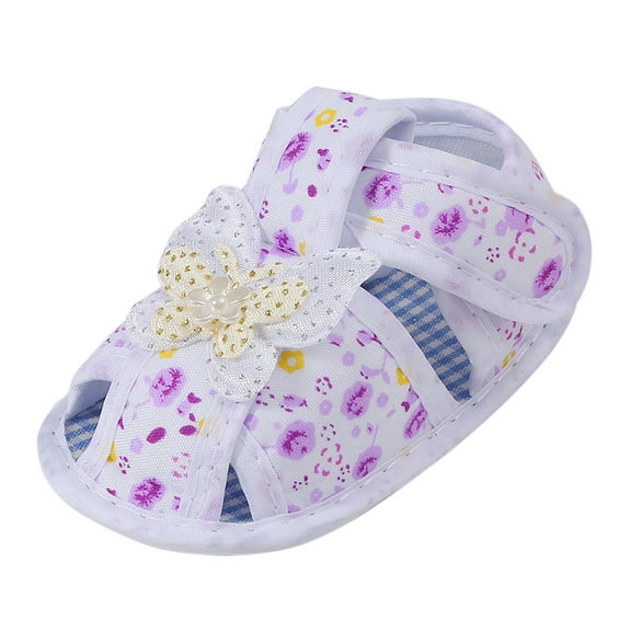 Otqutp Kids Girls Flat Wide Sandals Bow Lace Canvas Flower Adjusted Strap Open Toe Shoes Summer Barefoot Glitter Princess Shoes