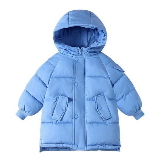 Otqutp Kids Girls Hooded Coat Long Puffer Jacket Teens Heavyweight Winter Padded Overcoat Knee Length Warm Outerwear Down Coat