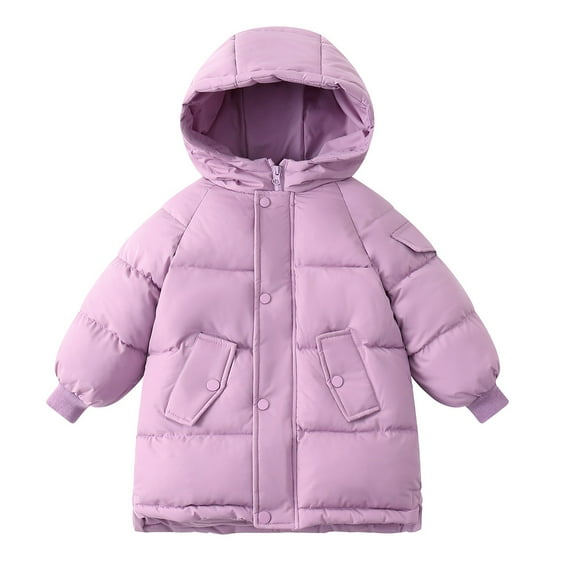 Otqutp Kids Girls Hooded Coat Long Puffer Jacket Teens Heavyweight Winter Padded Overcoat Knee Length Warm Outerwear Down Coat