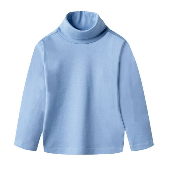 Otqutp Kids Girls' Sweater Spring and Autumn High Neck Solid Long Sleeve Round Neck Top Party Birthday School 1-10 Years(Blue,4-5 Years)
