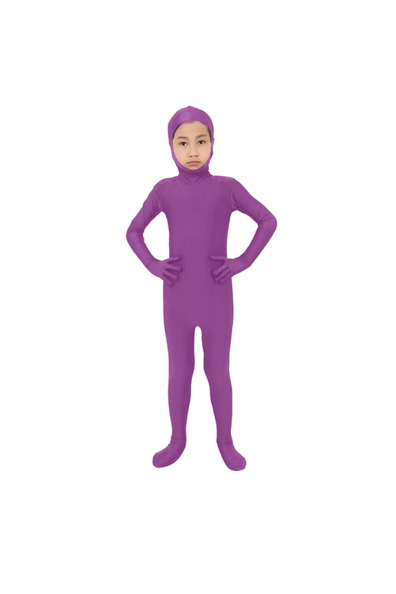 Kids High Stretch Spandex Halloween Bodysuit Open Face Unitard Child Stage Performance Full Body Skin Suit Suit