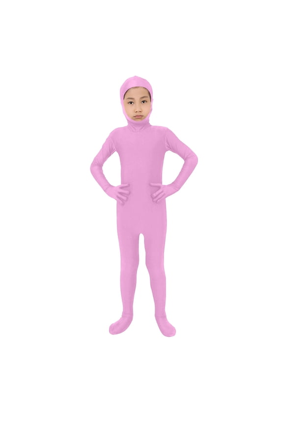 Kids High Stretch Spandex Halloween Bodysuit Open Face Unitard Child Stage Performance Full Body Skin Suit Suit