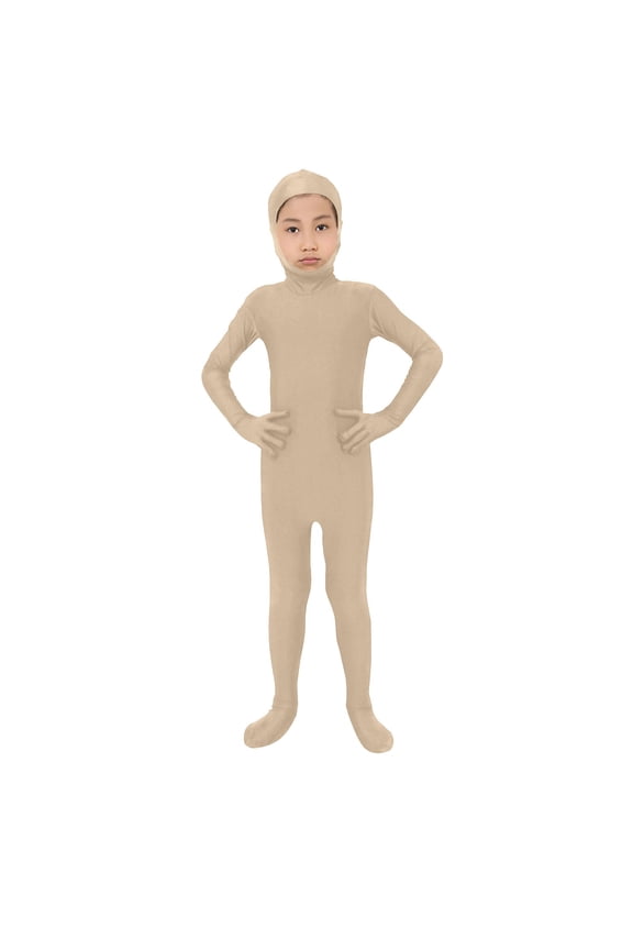 Kids High Stretch Spandex Halloween Bodysuit Open Face Unitard Child Stage Performance Full Body Skin Suit Suit