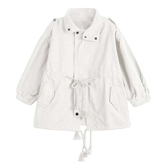 Otqutp Kids Jacket Toddler Baby Outwear Long Sleeve Round Neck Solid Color Jacket Zipper Hooded Windproof Long Sleeve Coats for Girls Boys(White,7-8 Years)