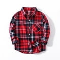 thumbnail image 1 of Otqutp Kids Long Tops 1-10 Years Little Boys Girls Baby Flannel Shirt Jacket Long Sleeve Button Down Flannel Shirt Plaid Tops with Pocket(Red-B,7-8 Years), 1 of 1