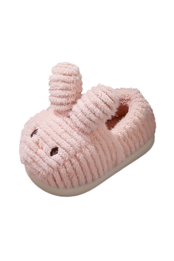 Kids Low Heel Shoes Fashion Cute Autumn and Winter Girls Boys Slippers Flat Soft Warm and Comfortable Solid Color Rabbit Shape Shoes(Pink,4.5-5 Years)