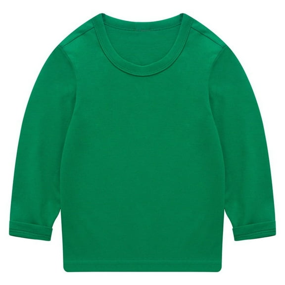 Otqutp Kids Mini Blouse Children Autumn Sweatshirts Soft Cotton Warm Crewneck Round Neck Long Sleeve Solid Color Tops for Boys Girls