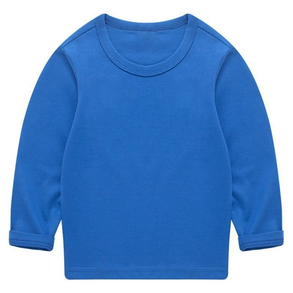 Otqutp Kids Mini Blouse Children Autumn Sweatshirts Soft Cotton Warm Crewneck Round Neck Long Sleeve Solid Color Tops for Boys Girls
