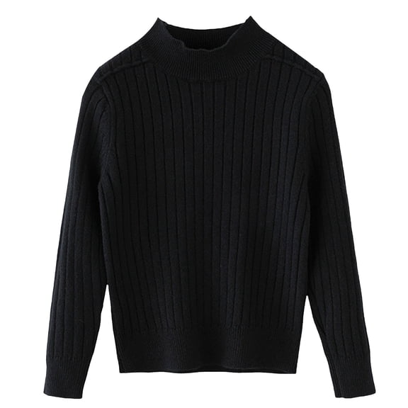 Otqutp Kids Mock Neck Knit Sweater Comfy Soft Pullover Jumper Tops Boys Girls Slim Fit Solid Long Sleeve Fall Winter Sweatshirt